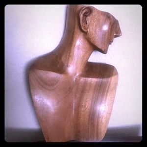 Necklace and Earring Wooden Mannequin Bust